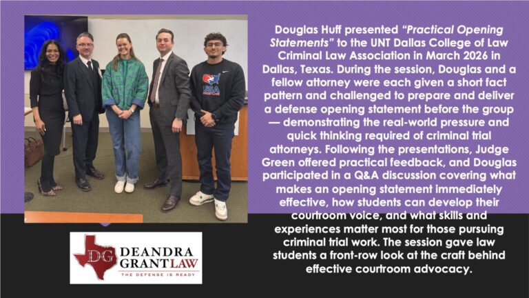 Douglas Huff Presented Practical Opening Statements to the UNT Dallas College of Law