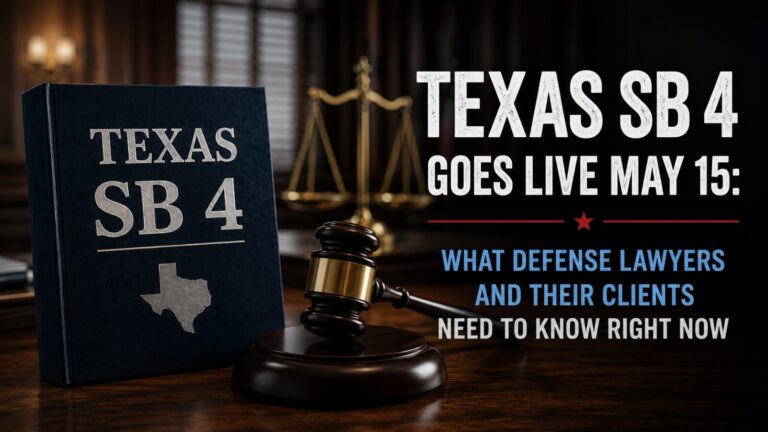 Texas SB 4 Goes Live May 15: What Defense Lawyers and Their Clients Need to Know Right Now