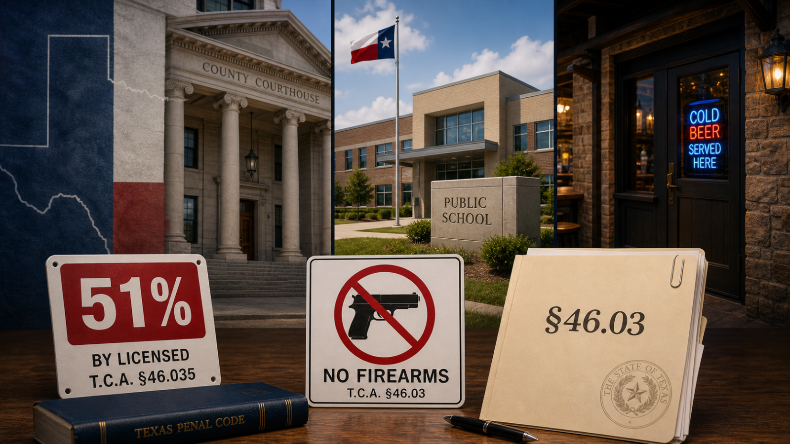 Weapons in Prohibited Places in Texas: §46.03, the 51% Rule, and the Sign System You Need to Understand